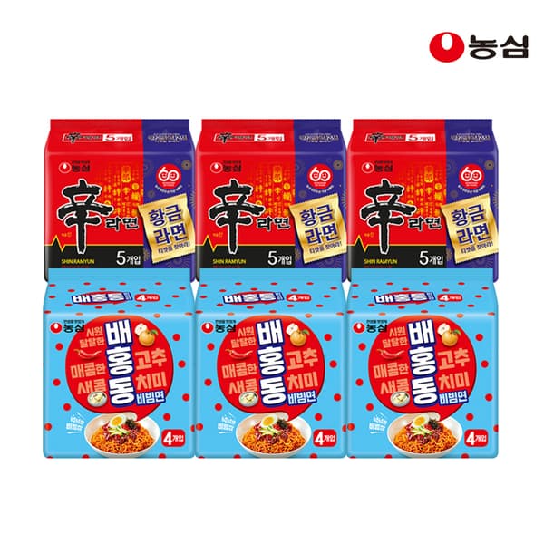 농심 신라면 15입+배홍동비빔면 12입