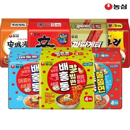 배홍동비빔면 8봉 + 칼빔면8봉 + 신라면10봉 + 메론킥 2봉