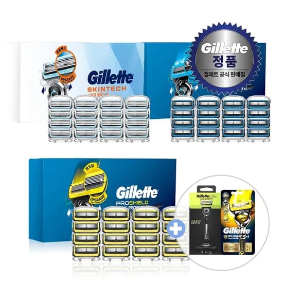 질레트 2024 프로쉴드/스킨텍/칠 면도날 16입+면도기 증정