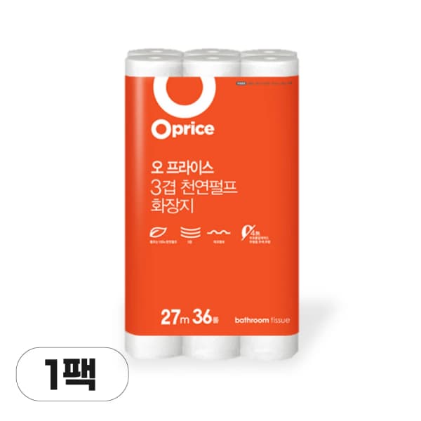 오프라이스 천연펄프 3겹 27m36개