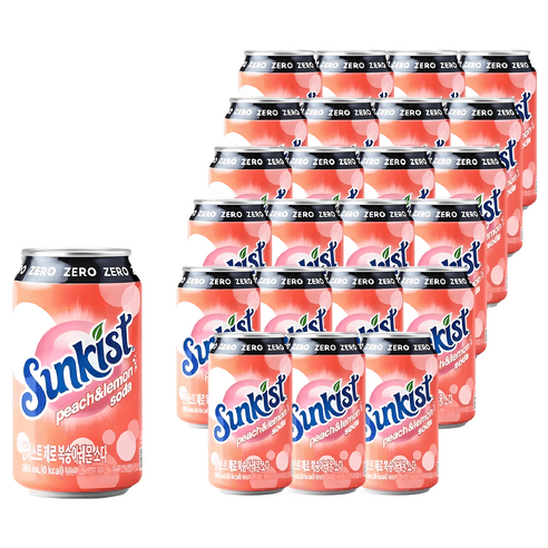 썬키스트 제로 복숭아레몬 소다 355ml 24개