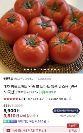 완숙 찰토마토 2kg 외 방토