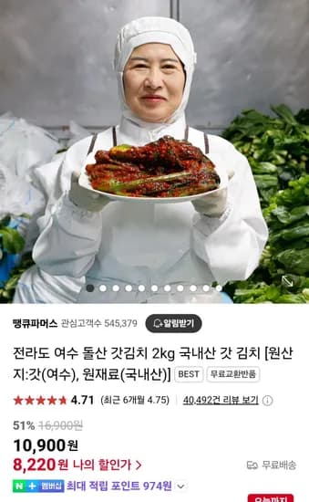 국내산 전라도 여수 돌산 갓김치 2kg