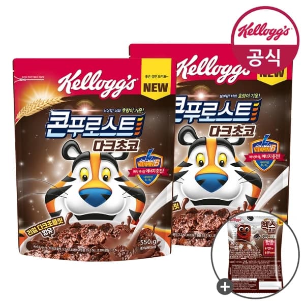 켈로그 시리얼 콘푸로스트 다크초코 550g x 2개 + 미니30g