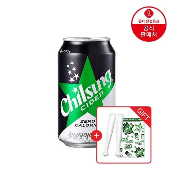 칠성사이다제로 355ml 48캔 + 칠성사이다 응원봉 + L포인트 1천점