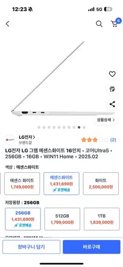LG 그램Pro 16인치 (256gb, 226v)