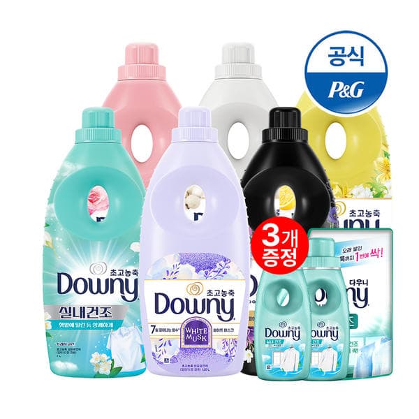 다우니 섬유유연제 실내건조 1L 3개 + 탈취파워 1L 3개 + 200ml 3개