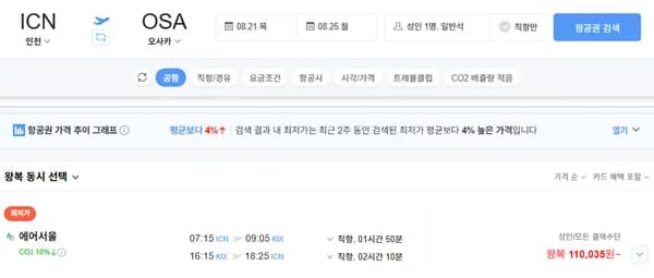 8.21목-8.25월 인천-오사카 에어서울