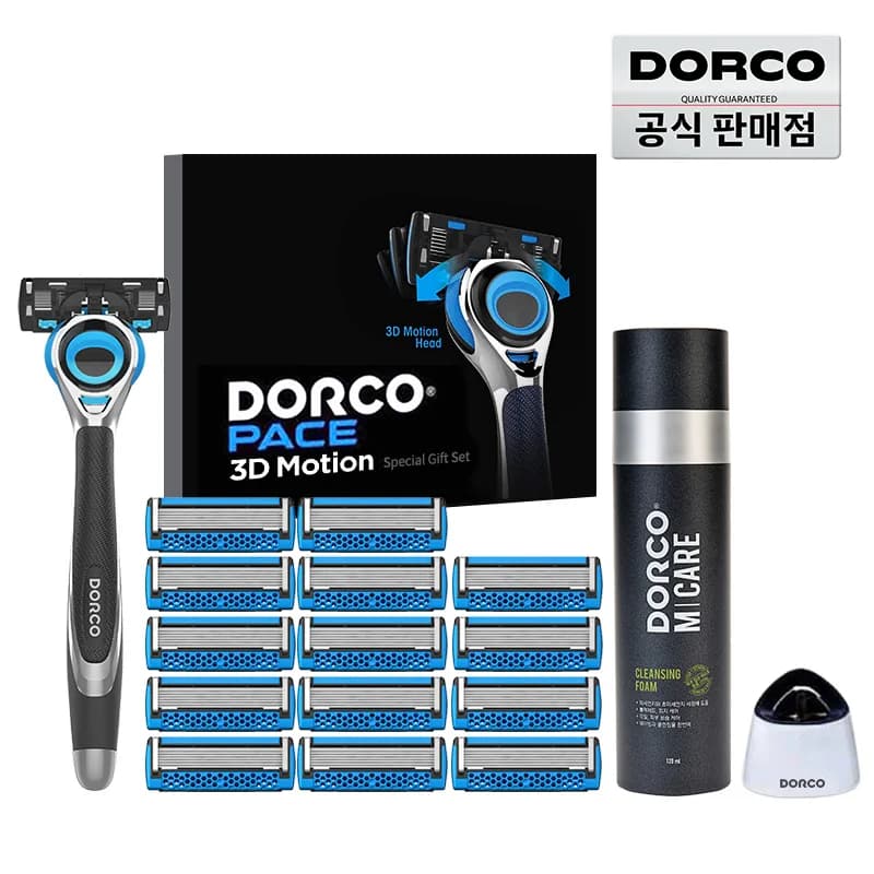 도루코 페이스3D모션 세트 1호(면도기+날 총 15입+쉐이빙폼+스탠드)