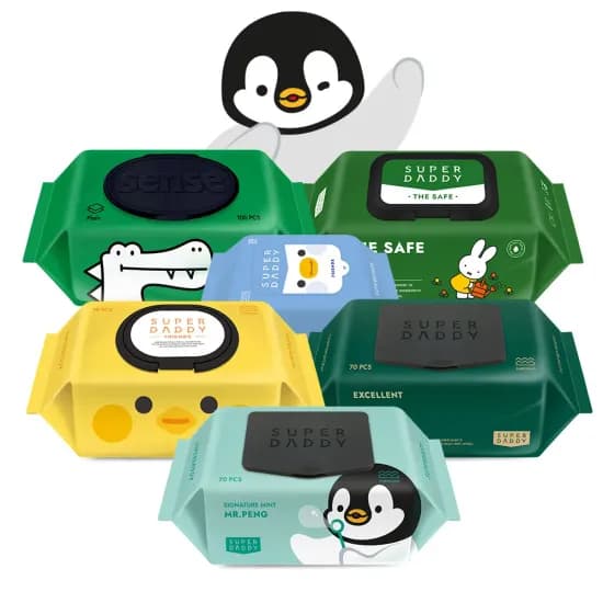 코인딜)슈퍼대디 아기물티슈 미스터펭 블루 캡형 70매 20팩 (77g)