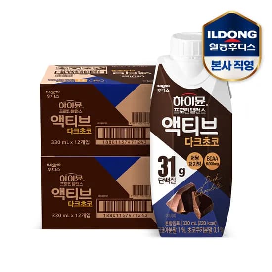 하이뮨 프로틴 밸런스 액티브 다크초코 330ml 24팩