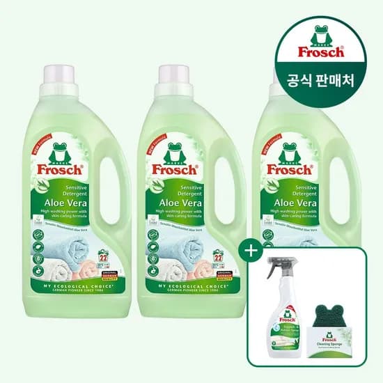 프로쉬 세탁세제 1.5L 3개 + (패브릭클리너 + 수세미)