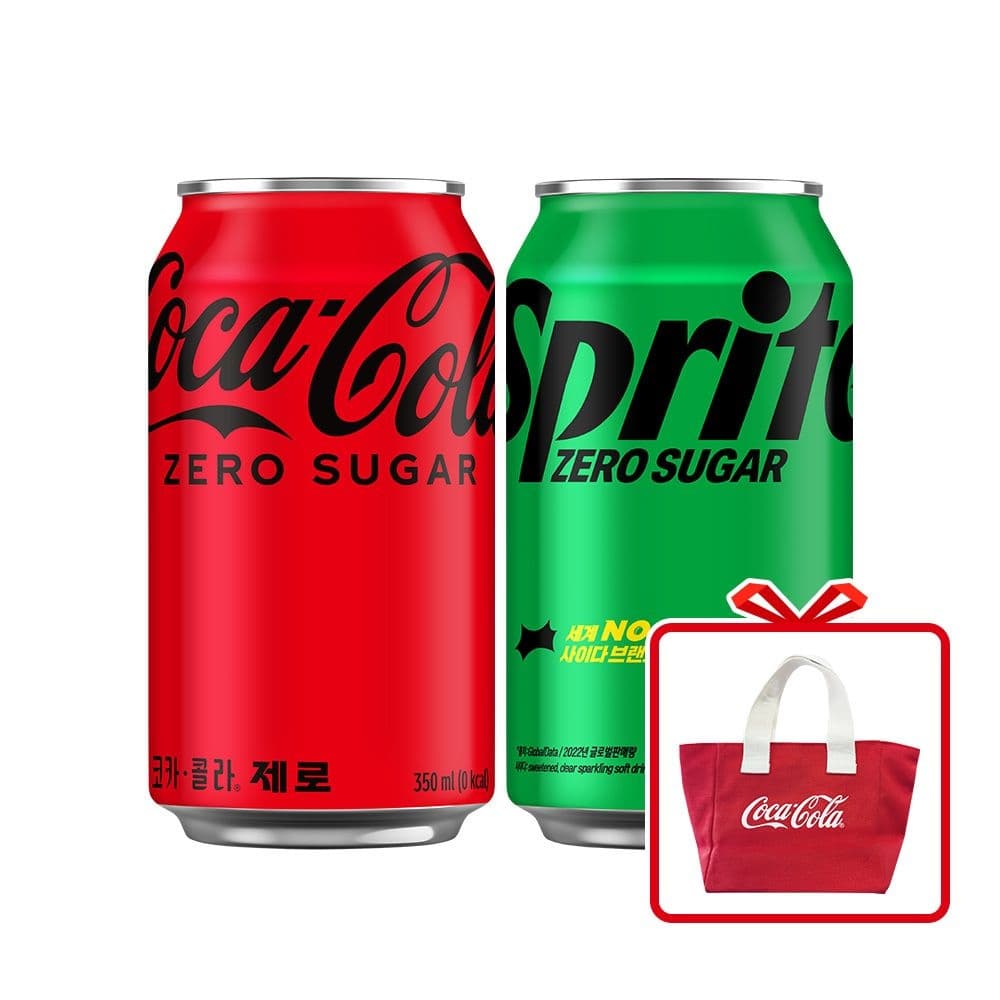 코카콜라 제로 350ml캔 24개입+스프라이트 제로 350ml캔+코카콜라 토트백 증정_분리배송