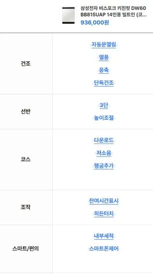 삼성 비스포크 식기세척기 DW60BB815UAP 14인용