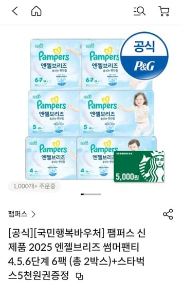 팸퍼스 엔젤브리즈 썸머 팬티 6팩 2박스