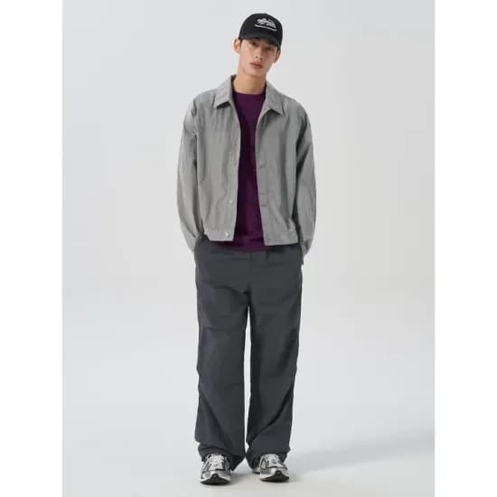 에잇세컨즈 나일론 커브드 라인 팬츠 재색