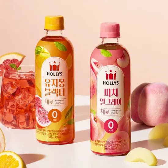 할리스 제로 블렌딩티 500ml 2종 24개 (유자몽블랙티/피치얼그레이)