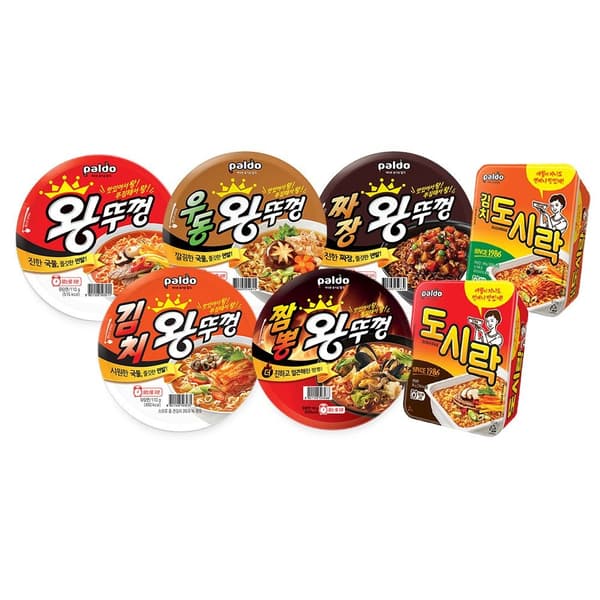 롯데온) 팔도 컵라면 왕뚜껑8개(4+4)+도시락10개(5+5) 총18개 골라담기 13,970원