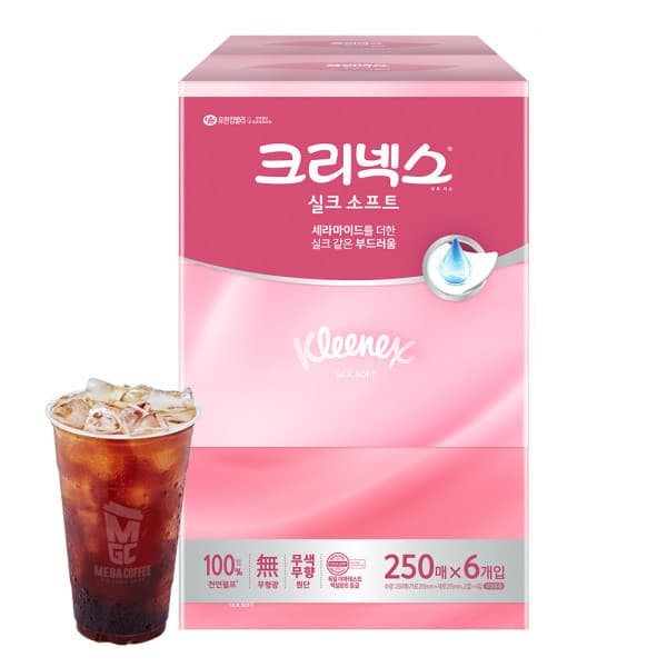 옥션)크리넥스 실크소프트 250매 6팩 초핫딜 체감 9,880원