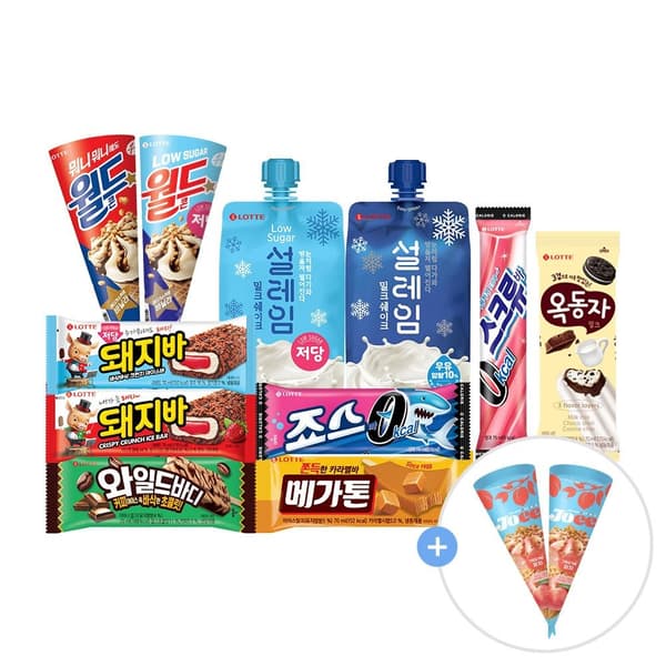 롯데온) 월드콘 10개 + 바 아이스크림 20개 18,890원 +선착 콘2개 증정