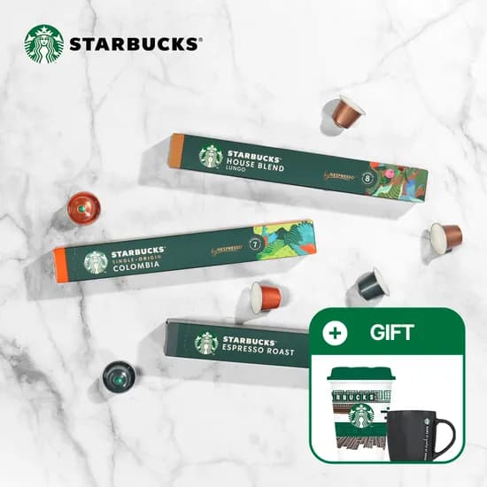 카카오) 네스프레소 스타벅스 캡슐커피 7박스 총 70캡슐 +리유저블컵&블랙머그 43,430원