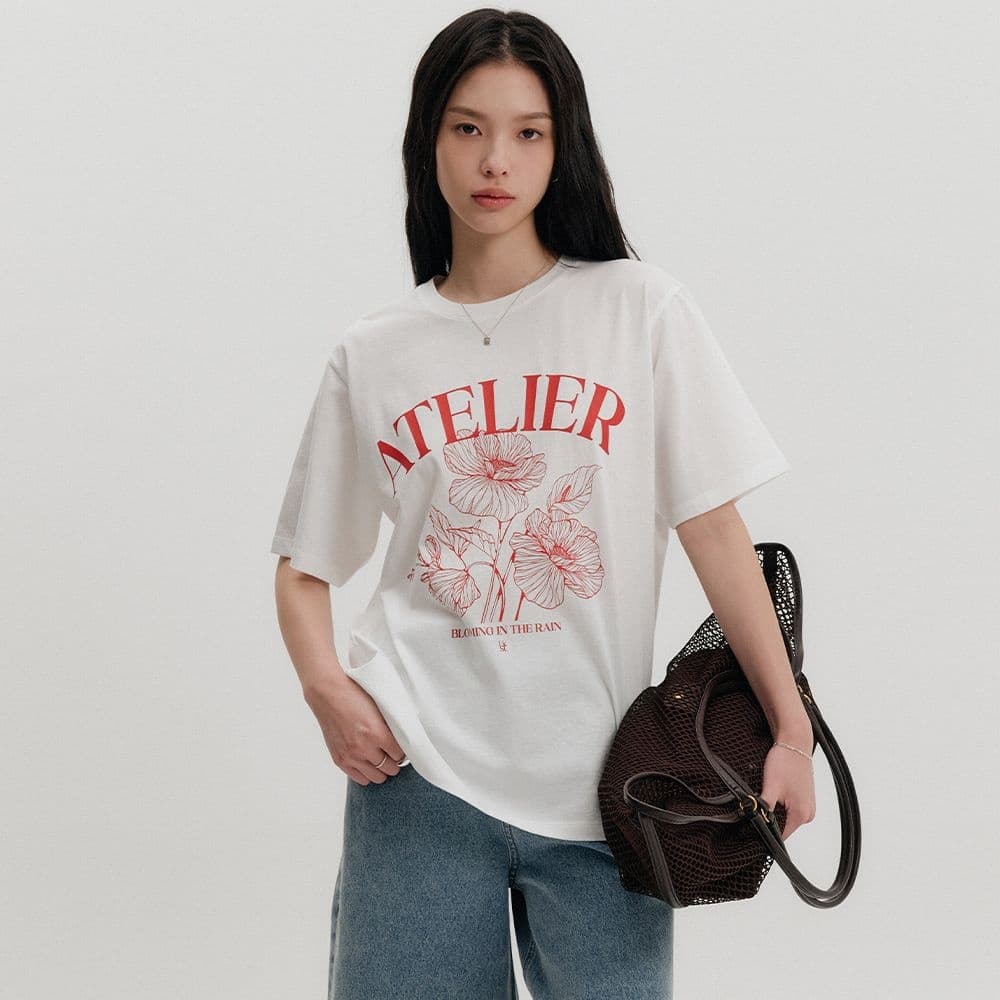 롯데온)룩캐스트 하퍼 플라워 프린트 티셔츠 15,820원 유배