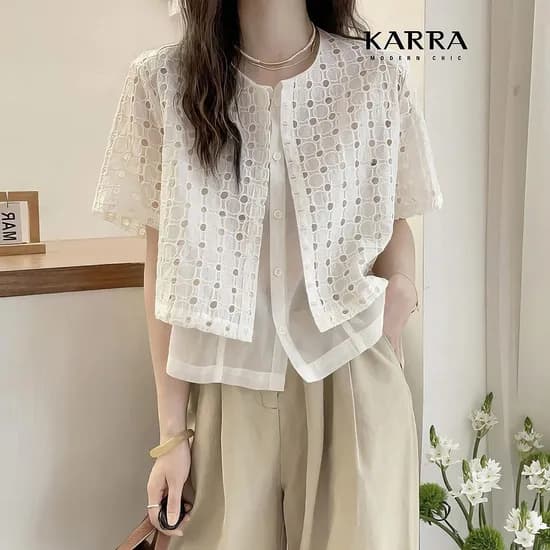 롯데온)KARRA 펀칭홀서클레이어드블라우스 20,680원