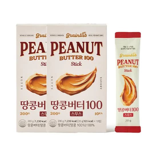 11번가) 그레인랩 땅콩버터 스틱 100 스무스 20g 10입 2개 8820원