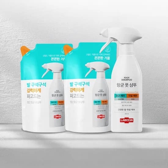 네이버 애경본사직영몰) 랩신 항균 풋샴푸 용기 410ml + 400ml 리필 2개 무배 9300원