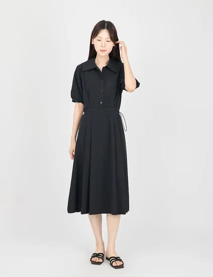 롯데온) 코데즈컴바인 반오픈 카라넥 스트링 원피스 49150원