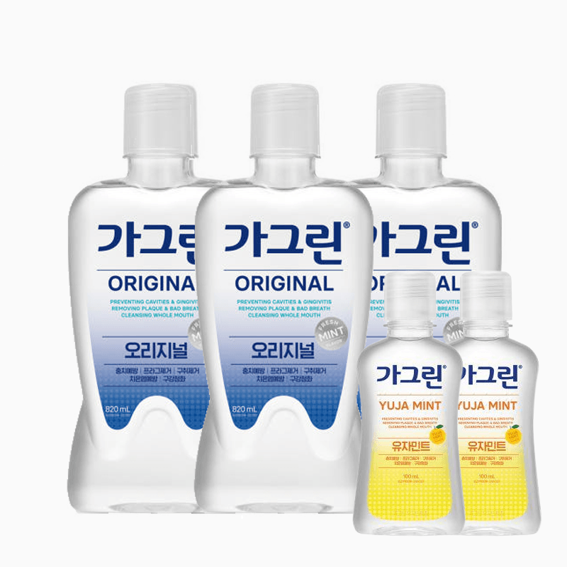 롯데온) 가그린 820ml  3개, 유자민트 100ml 2개 11,900원