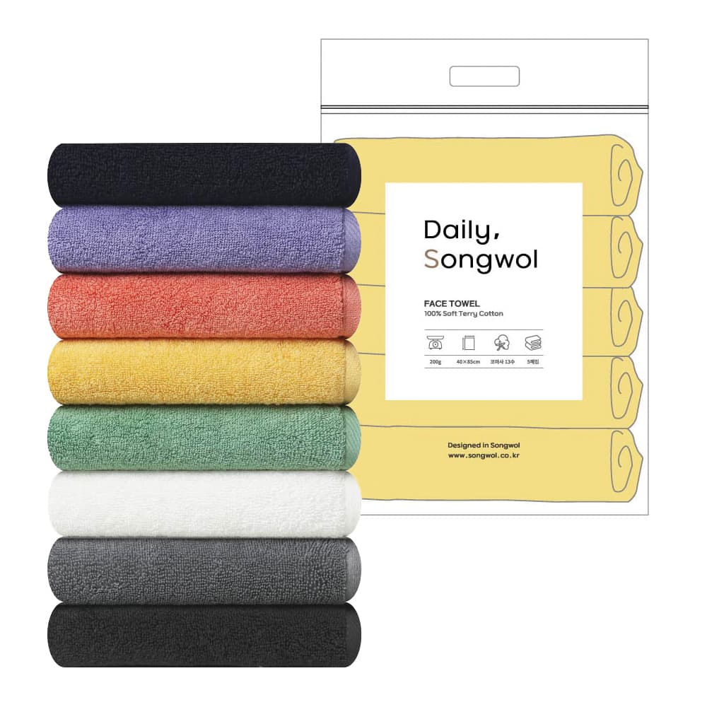 온누리전통시장) 송월타올 데일리송월 컬러팝40 수건 200g 5장 16,100원