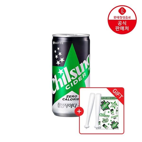 롯데온) 칠성사이다 제로210ml 60캔+응원봉 24,310원