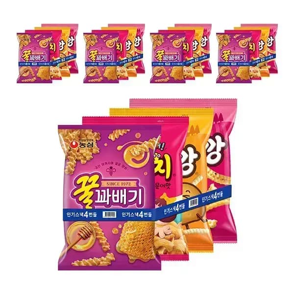 11번가 60분러시) 농심 인기스낵(꿀꽈배기+고구마깡+감자깡+자갈치) 4개 11,900원