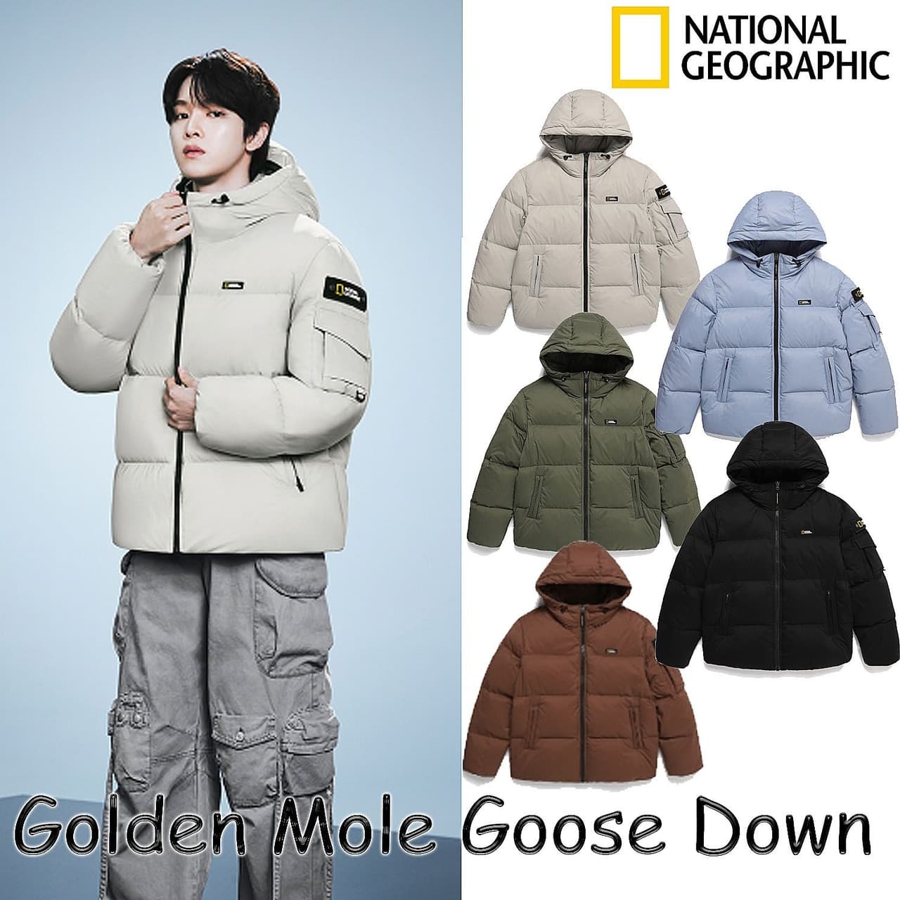 롯데온)내셔널지오그래픽 골든몰 숏 구스 후드다운점퍼 166,440원