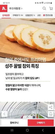 옥션)산지직송 성주 꿀 참외 10kg 12,800원 혼합과