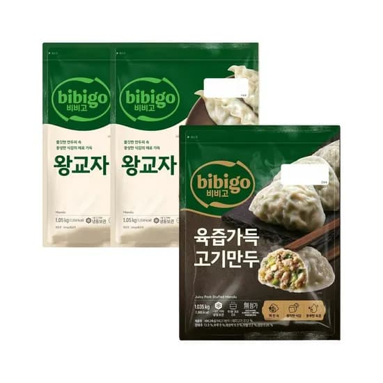 롯데온) 비비고 왕교자 1.05kg 2개+육즙가득 고기만두 1.035kg 1개 32,330원