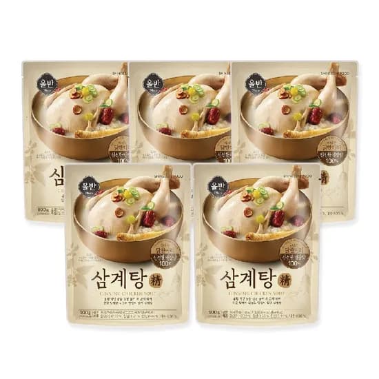 롯데온) 신세계푸드 올반키친 삼계탕 정 900x5팩 29700원 [50%페이백]