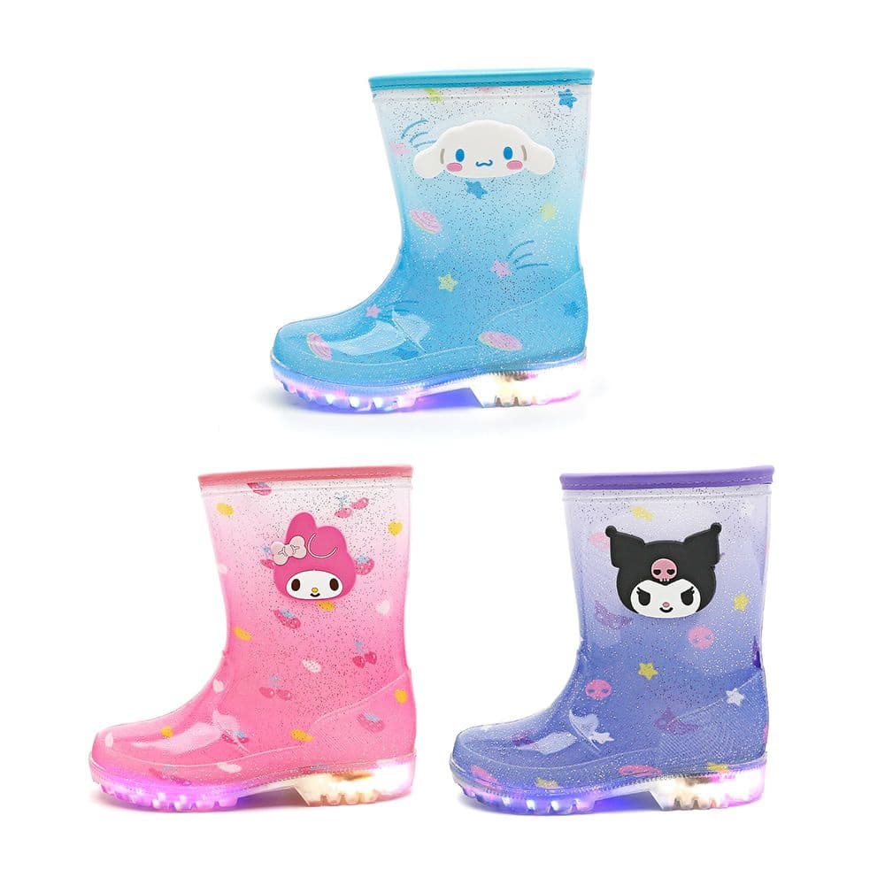 롯데온) 시나모롤 마이멜로디 쿠로미 LED 라이팅 레인부츠 12,900원