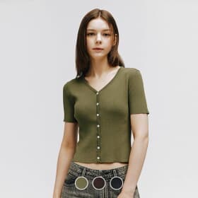롯데몰) 지오다노 여 브이넥 반팔 가디건 15,200원