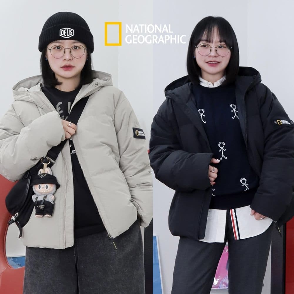 롯데백화점)유행안타는 데일리용 내셔널지오그래픽 남녀공용 후드 구스 다운 109,710원