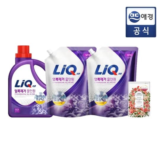 오늘의집) 리큐 얼룩제거 올인원 2.7L 용기 1개+2.1L 리필 2개+증정1개 14,490원