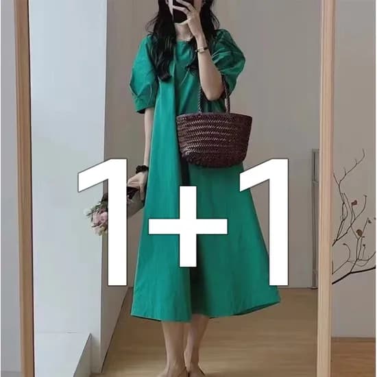 지그재그)1+1 롱원피스 바스락 퍼프원피스 29,700원