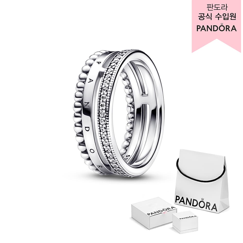 롯데온)  판도라 백화점 보증서 제공 시그니처 로고 파베 비디드 링_192312C01  / 현카 결제시 164,470원