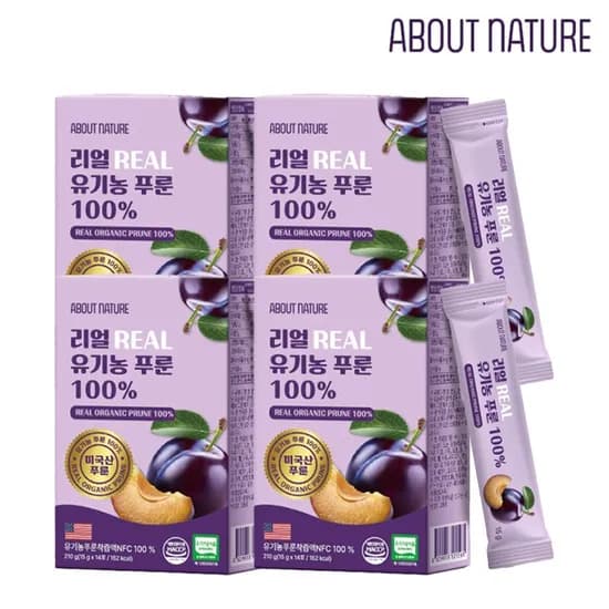 롯데온) [어바웃네이처] 리얼 유기농 푸룬 100% 15g x 14포 x 4박스 23,970원