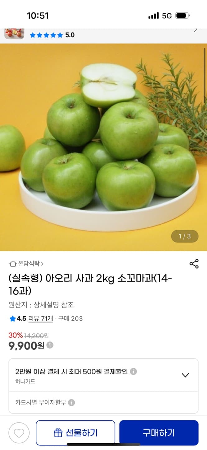 아오리 사과 2kg 14-16과