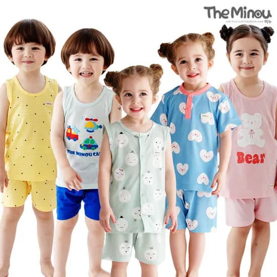 더미누 아동 무형광 잠옷 나시 반팔 내복 내의 외
