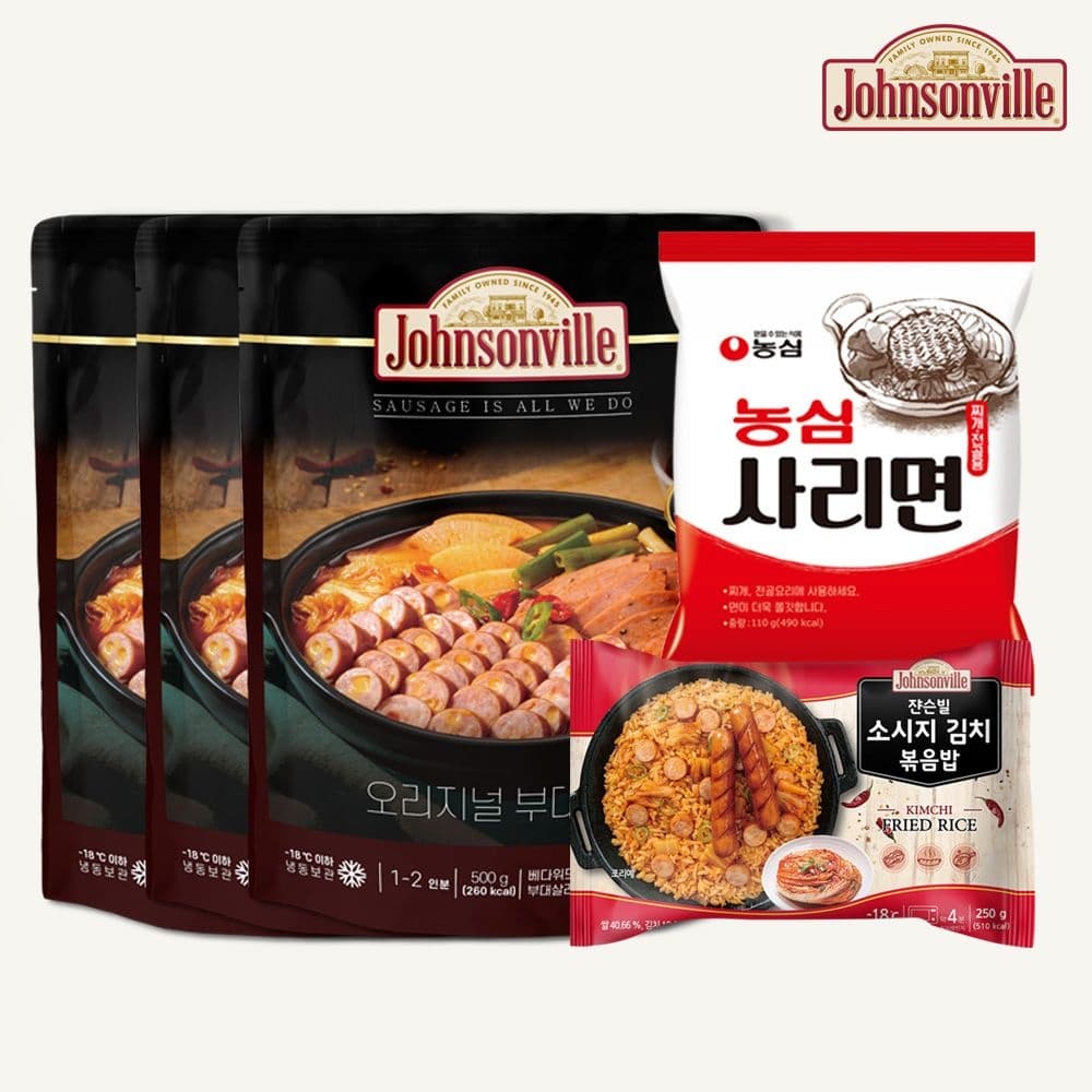 쟌슨빌 부대찌개 500g 3팩 라면사리 볶음밥 1팩