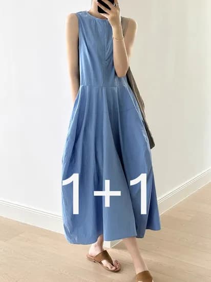 여성용 바스락 롱나시원피스 1+1