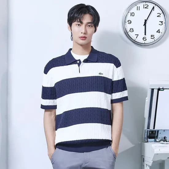 라코스테 남성 베이직 크루넥 포켓 티셔츠